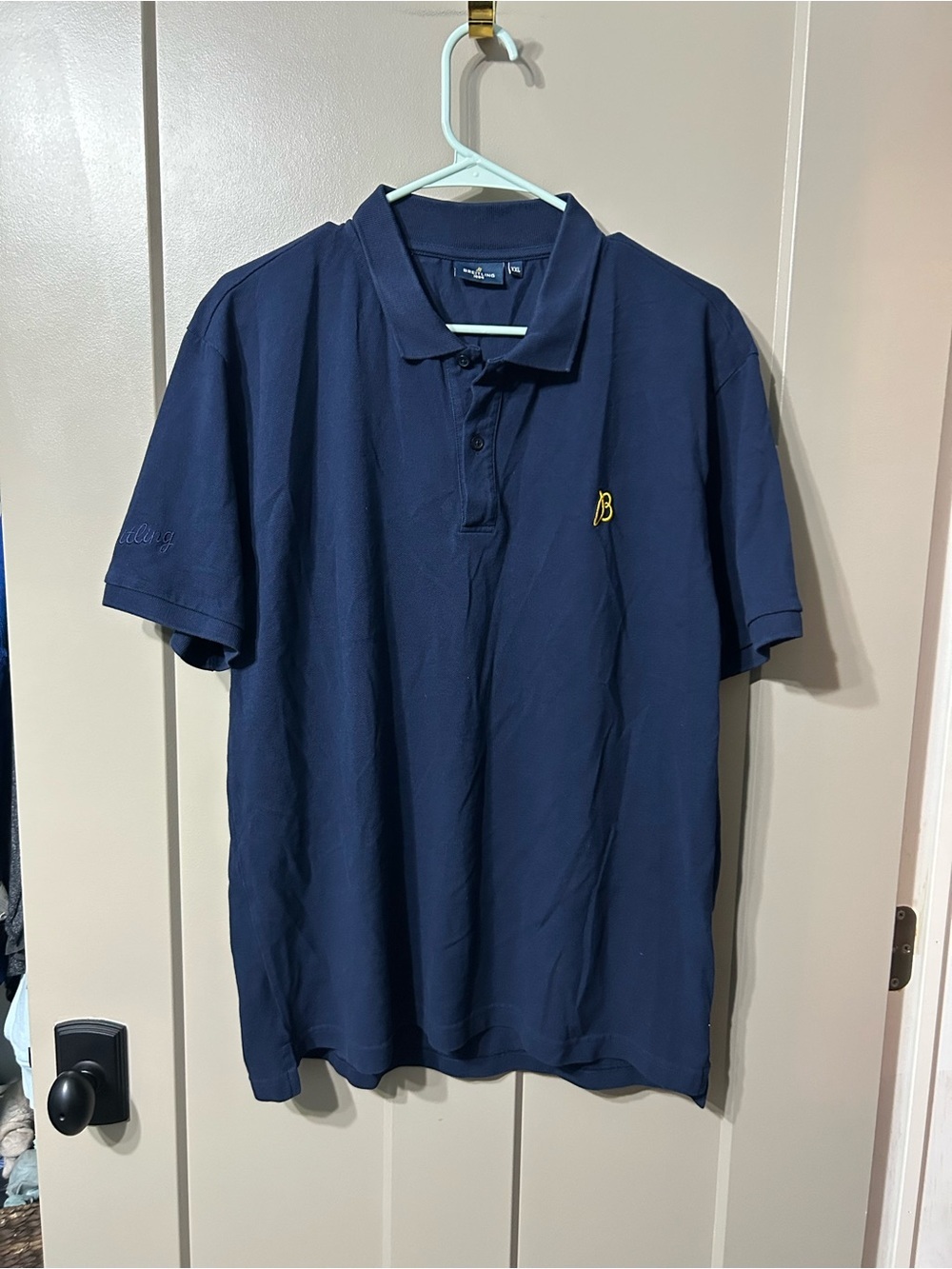 Breitling Navy Polo with Yellow 'B' Logo
